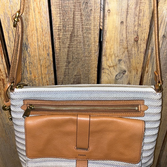 Fossil Canvas Bag with With Leather Trim - Picture 7 of 12